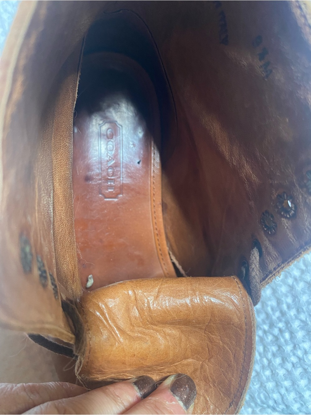 Coach Women's Chestnut Leather Lace-Up Boots - Picture 4 of 4